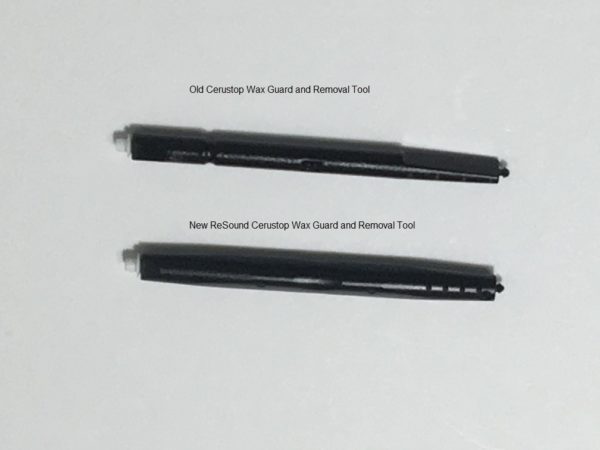 Comparison of the old ReSound wax guard to the new wax guard.
