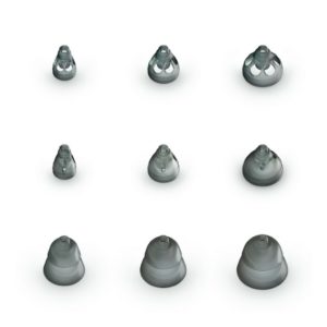 Phonak domes for RIC and slim tube hearing aids.